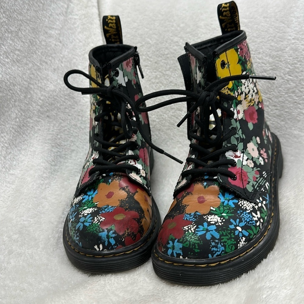 Dr.Martens YOUTH 1460 FLORAL MASH UP LEATHER LACE UP BOOTS US 3